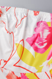Gele sexy print patchwork strapless rechte jumpsuits
