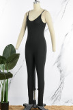 Grå Sexig Casual Solid Backless Spaghetti Strap Skinny Jumpsuits