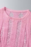 Розовые сексуальные сплошные выдолбленные прозрачные платья без рукавов с круглым вырезом Платья
