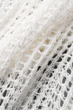Copricostume da bagno con spacco patchwork scavato in nappa sexy color albicocca