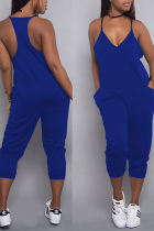Blå Sexig Solid Patchwork Spaghetti Strap Harlan Jumpsuits