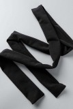 Pagliaccetto regolare nero casual solido patchwork senza schienale con cinturino per spaghetti (senza gilet)