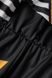 Gul sexig geometriskt tryck lapptäcke Volang från axeln Raka jumpsuits