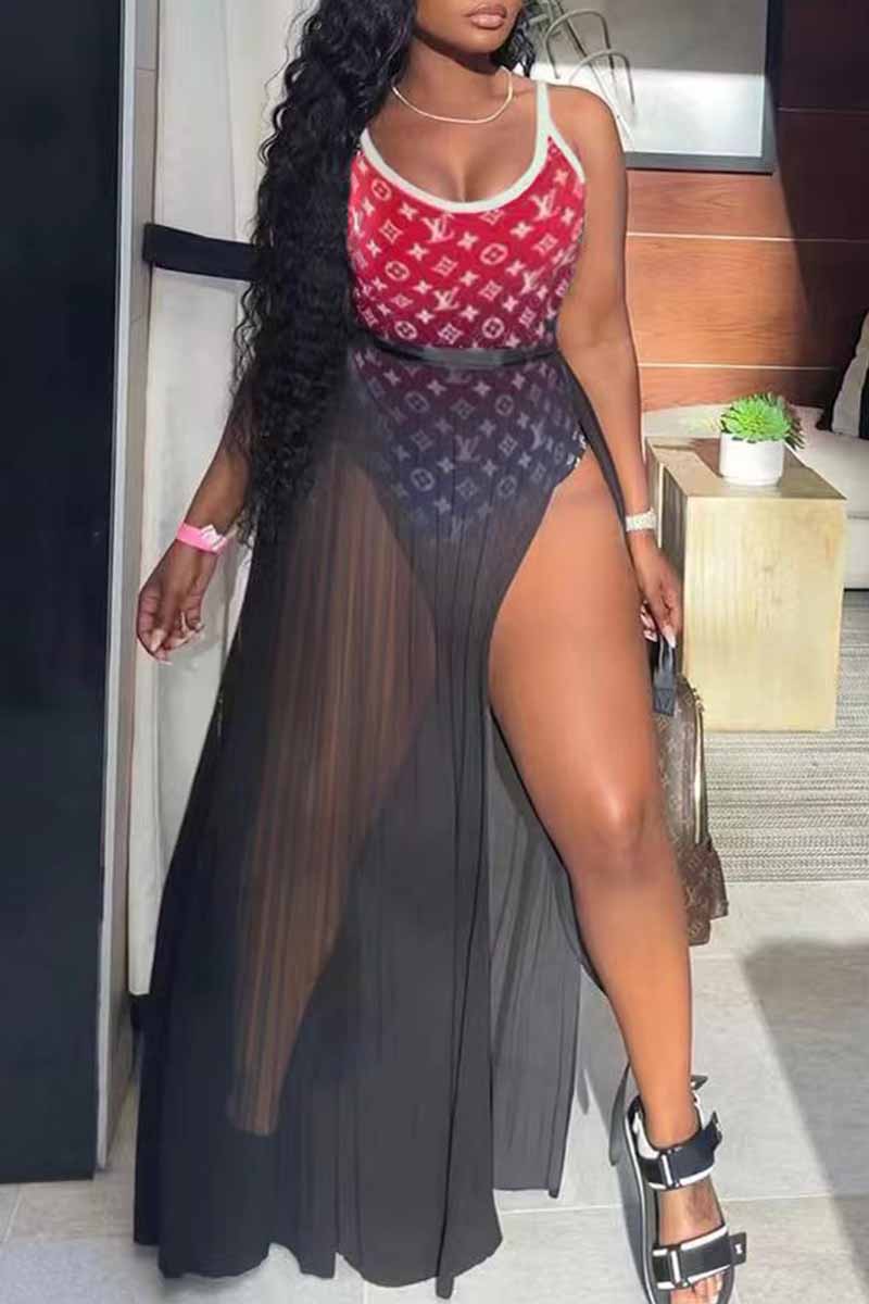 

Red Sexy Print Letter Swimwears