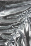 Серебряные повседневные однотонные однотонные брюки средней талии со средней посадкой