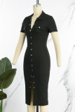Черные сексуальные однотонные платья-юбки-карандаш с пряжкой в ​​стиле пэчворк