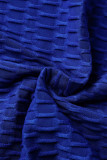 Синие повседневные однотонные пэчворк Воротник на молнии с коротким рукавом Из двух частей