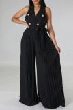 Rood Casual Solid Patchwork Frenulum V-hals Normale jumpsuits