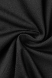 Schwarzes, sexy Patchwork-Heißbohren, durchsichtiger halber Rollkragenpullover mit langen Ärmeln, zweiteilig