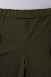 Армейский зеленый повседневный сплошной бинт в стиле пэчворк карман с пряжкой отложной воротник короткий рукав из двух частей