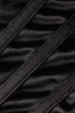 Zwarte sexy stevige bandage asymmetrische strapless tops