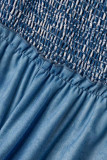 Blaue beiläufige feste Patchwork-Falten-Halter-gerade Overalls