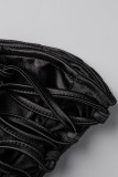 Tops sans bretelles asymétriques à bandage solide noir sexy