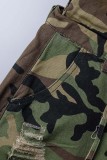 Camouflage Lässiger Camouflage-Print Zerrissene Skinny High Waist Konventionelle Full-Print-Röcke