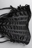 Tops sans bretelles asymétriques à bandage solide noir sexy