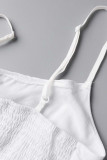 White Sexy Solid Bandage Patchwork Spaghetti Strap Sleeveless Two Pieces