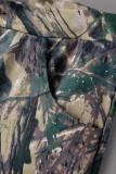 Kaki casual print patchwork normale hoge taille conventionele volledige print broek