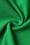 Grüner beiläufiger fester Patchwork-V-Ausschnitt mit langen Ärmeln, zweiteilig