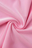 Розовая сексуальная повседневная однотонная базовая узкая обычная однотонная юбка с высокой талией (с носками)