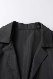 Черная повседневная уличная однотонная лоскутная верхняя одежда с воротником-отложкой и цепочками
