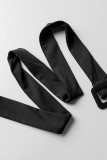 Patchwork solide de rue sexy noir avec ceinture col rabattu manches courtes deux pièces