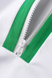 Grön Casual Solid Patchwork V-hals långärmad två delar