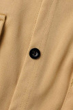 Grigio casual solido fasciatura patchwork tasca fibbia colletto rovesciato manica corta due pezzi