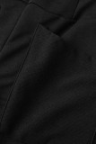 Zwart Casual Solid Patchwork Blote rug Spaghettibandjes Normaal rompertje (zonder vest)