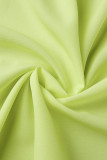Verde militar casual sólido patchwork fivela gola redonda manga curta duas peças