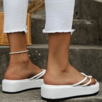 Chaussures confortables rondes de couleur unie en patchwork décontracté blanc