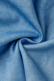 Blauwe casual effen patchwork gevouwen halster rechte jumpsuits