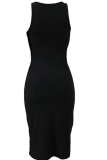 Черная сексуальная юбка-карандаш с принтом в стиле пэчворк и V-образным вырезом Платья больших размеров