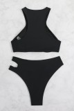 Black Sexy Solid Hollowed Out Swimwears (With Paddings)