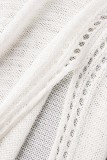Khaki Sexy Solid Bandage Durchsichtige rückenfreie Schlitz-Spaghetti-Träger-Strandkleid-Kleider