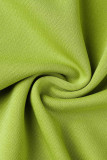 Macacão verde casual elegante sólido patchwork com decote em V