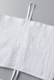 Blanc Sexy Solide Bandage Patchwork Sans Bretelles Sans Manches Deux Pièces