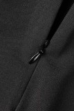 Zwart casual effen rugloze vesten broek V-hals mouwloos twee stukken