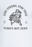 Weiße lässige Street Print Skull Patchwork Letter O Neck T-Shirts