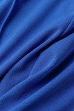 Синий Повседневные однотонные Пэчворк О-образный вырез Без рукавов Из двух частей