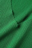 Groene casual effen split V-hals mouwloze jurkjurken