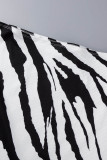 Zebra Sexy Lässiger Druck Rückenfrei Spaghettiträger Ärmellos Zweiteiler