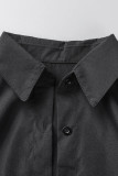 Top colletto camicia patchwork solido casual nero