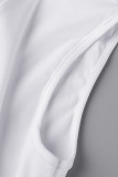 Bianco casual elegante patchwork solido O collo una linea abiti