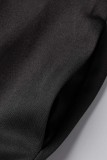 Calça preta casual lisa sem costas sem mangas duas peças