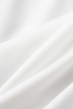 Белый Повседневный однотонный базовый комплект из четырех предметов с круглым вырезом (с рукавами)