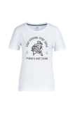 Vita Casual Street Print Skull Patchwork T-shirts med bokstaven O-hals