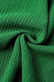 Grünes, lässiges, festes, ärmelloses Kleid mit Schlitz und V-Ausschnitt