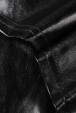 Negro sexy sólido patchwork asimétrico cintura alta lápiz color sólido bottoms