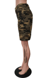 Brownness Casual Camouflage Print Draw String Straight Straight Full Print Bottoms