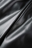 Negro sexy sólido vendaje patchwork asimétrico sin tirantes manga corta dos piezas